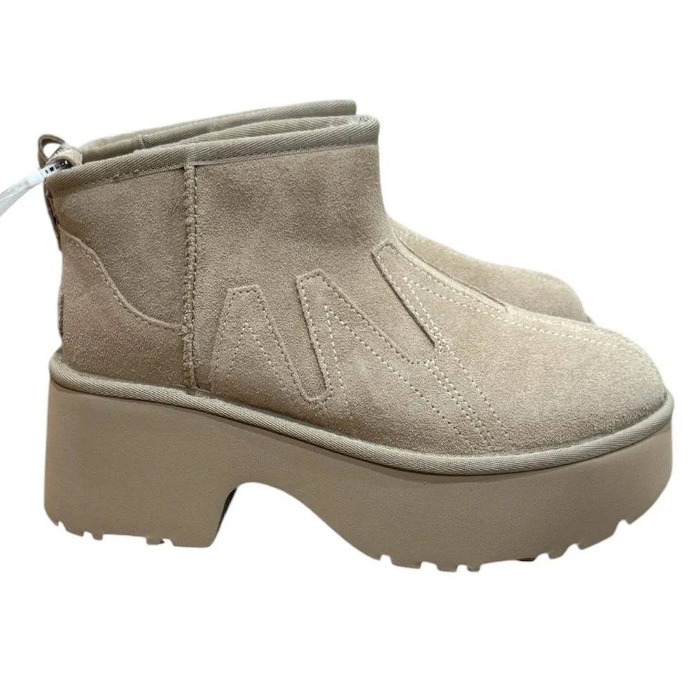 New UGG‎ W Ultra Mini New Heights Sunwave Mustard Seed Boots Sz 8 Neutra